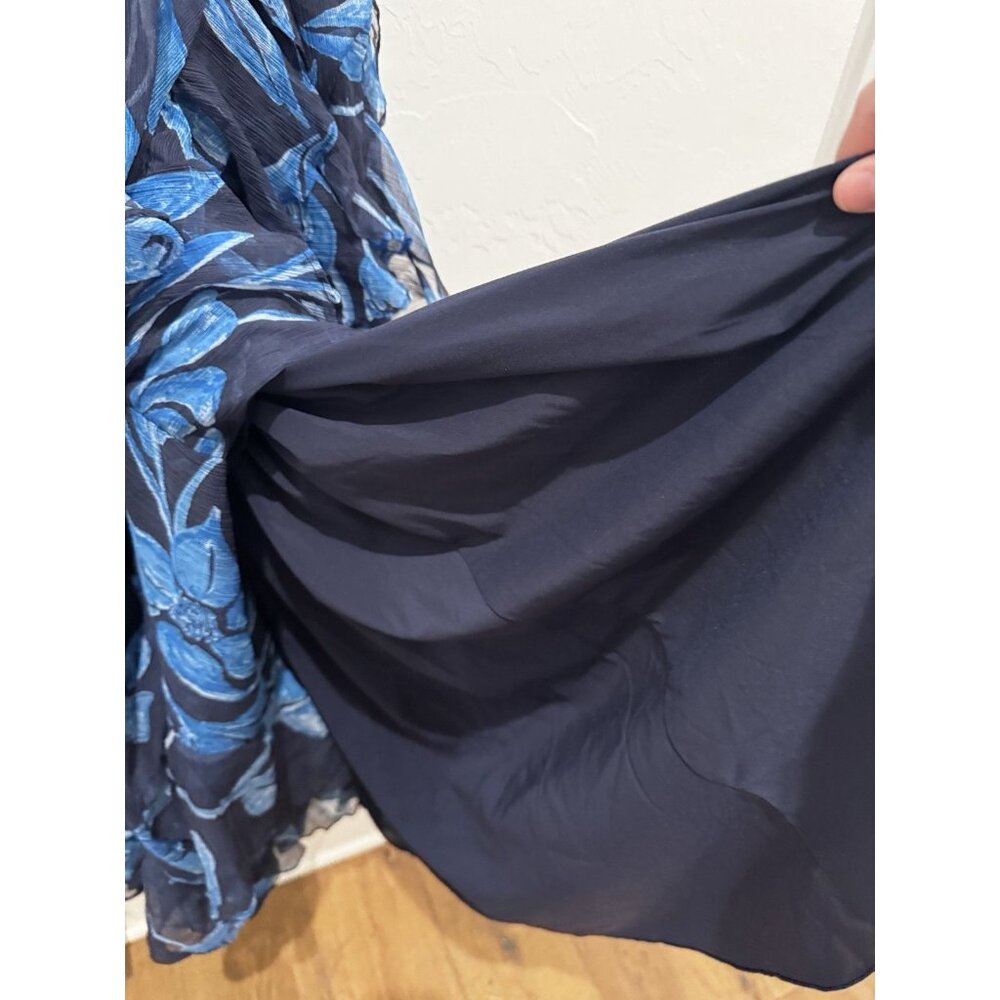 PatBO Nightflower Bustier Floral Indigo Blue Ruffle Maxi Dress Size 6 $1100 - Picture 12 of 12